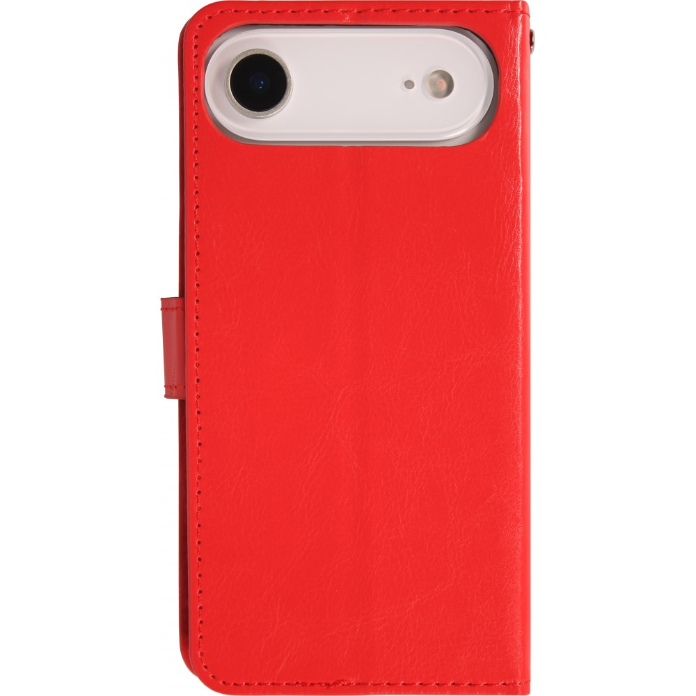 Hülle iPhone 17 Air - Premium Flip Leder Tasche - Rot