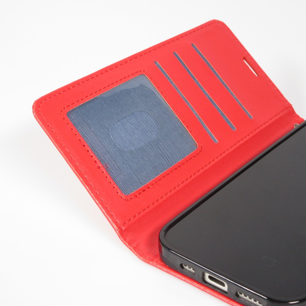 Hülle iPhone 17 Air - Premium Flip Leder Tasche - Rot