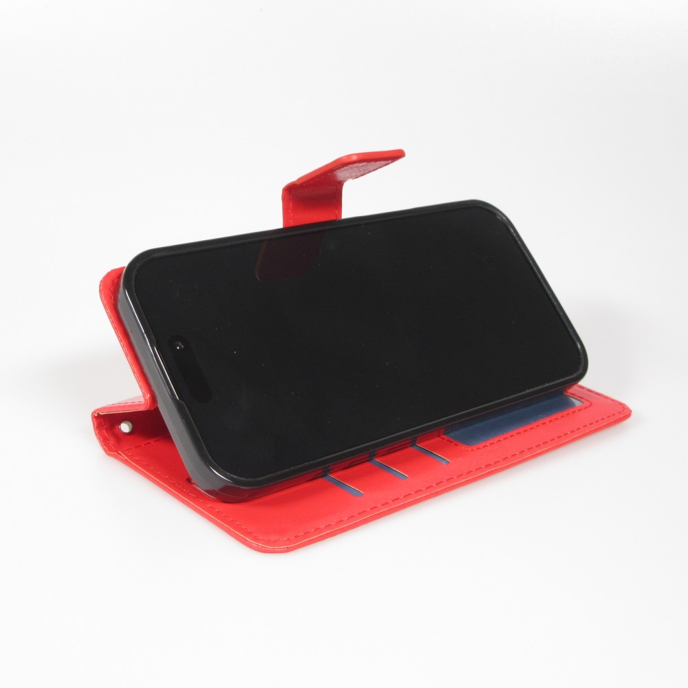 Hülle iPhone 17 Air - Premium Flip Leder Tasche - Rot