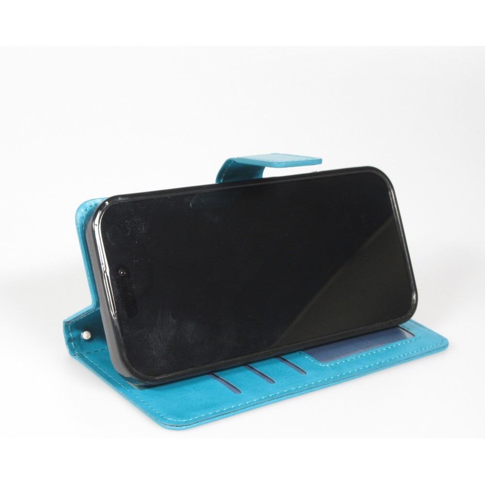 Hülle iPhone 17 Air - Premium Flip Leder Tasche - Türkis