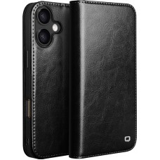 Fourre iPhone 17 - Flip Qialino Classic Wallet cuir véritable - Noir
