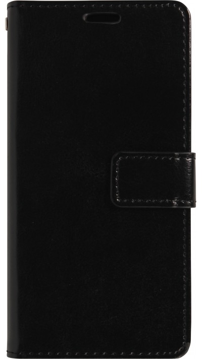 iPhone 17 Case Hülle - Premium Flip Leder Tasche - Schwarz