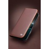 iPhone 17 Pro Max Case Hülle - Qialino Flip Matt Wallet Echtleder - Braun