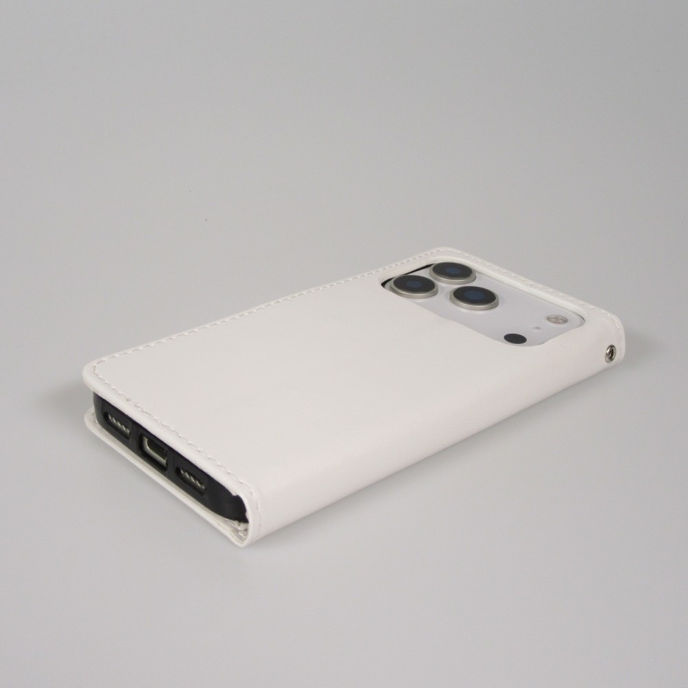 Hülle iPhone 17 Pro - Premium Flip Leder Tasche - Weiss