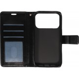 iPhone 17 Pro Case Hülle - Premium Flip Leder Tasche - Schwarz