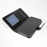 iPhone 17 Pro Case Hülle - Premium Flip Leder Tasche - Schwarz