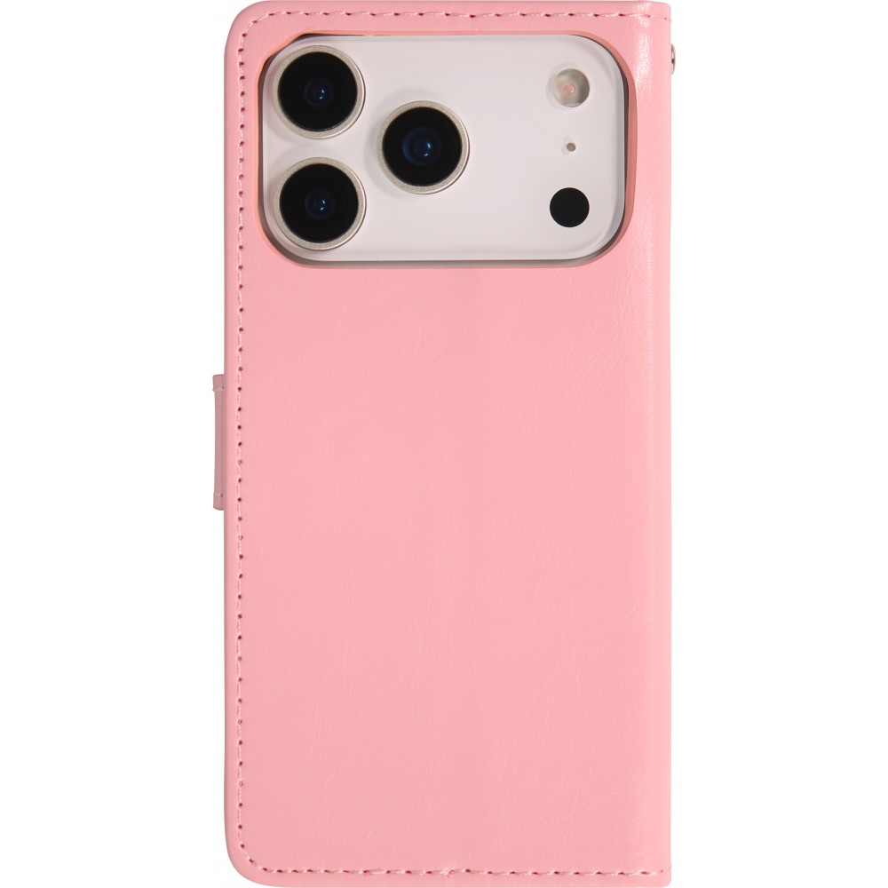 Hülle iPhone 17 Pro - Premium Flip Leder Tasche - Hellrosa