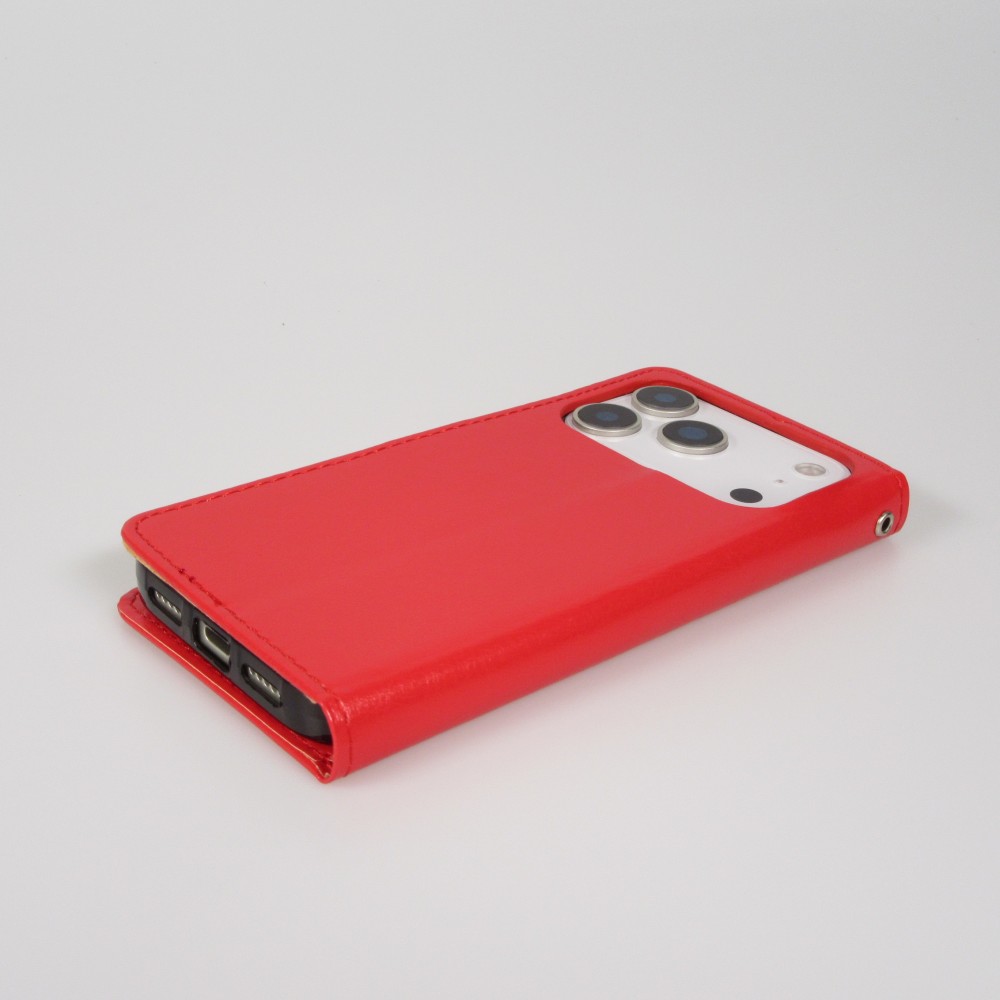 Hülle iPhone 17 Pro - Premium Flip Leder Tasche - Rot