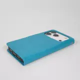 Fourre iPhone 17 Pro - Premium Flip cuir lisse porte-cartes - Turquoise