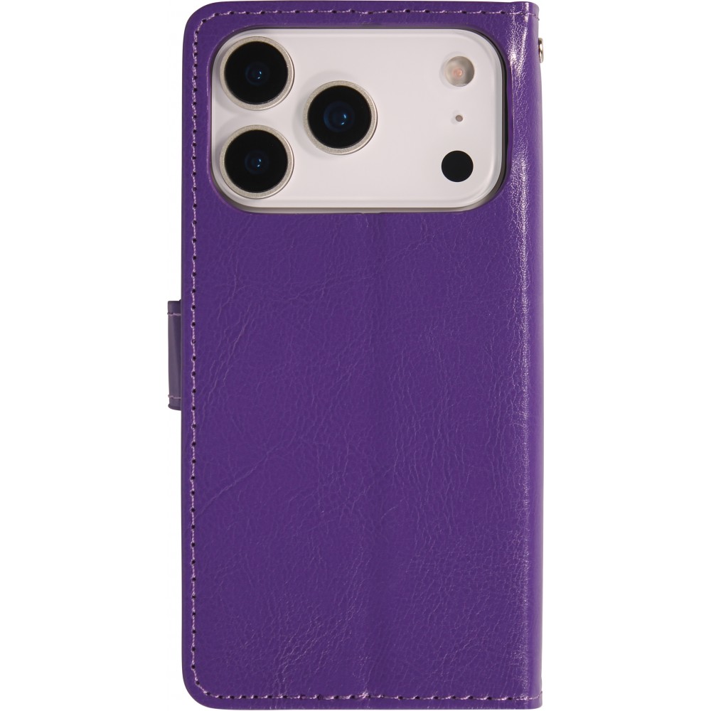 Hülle iPhone 17 Pro - Premium Flip Leder Tasche - Violett