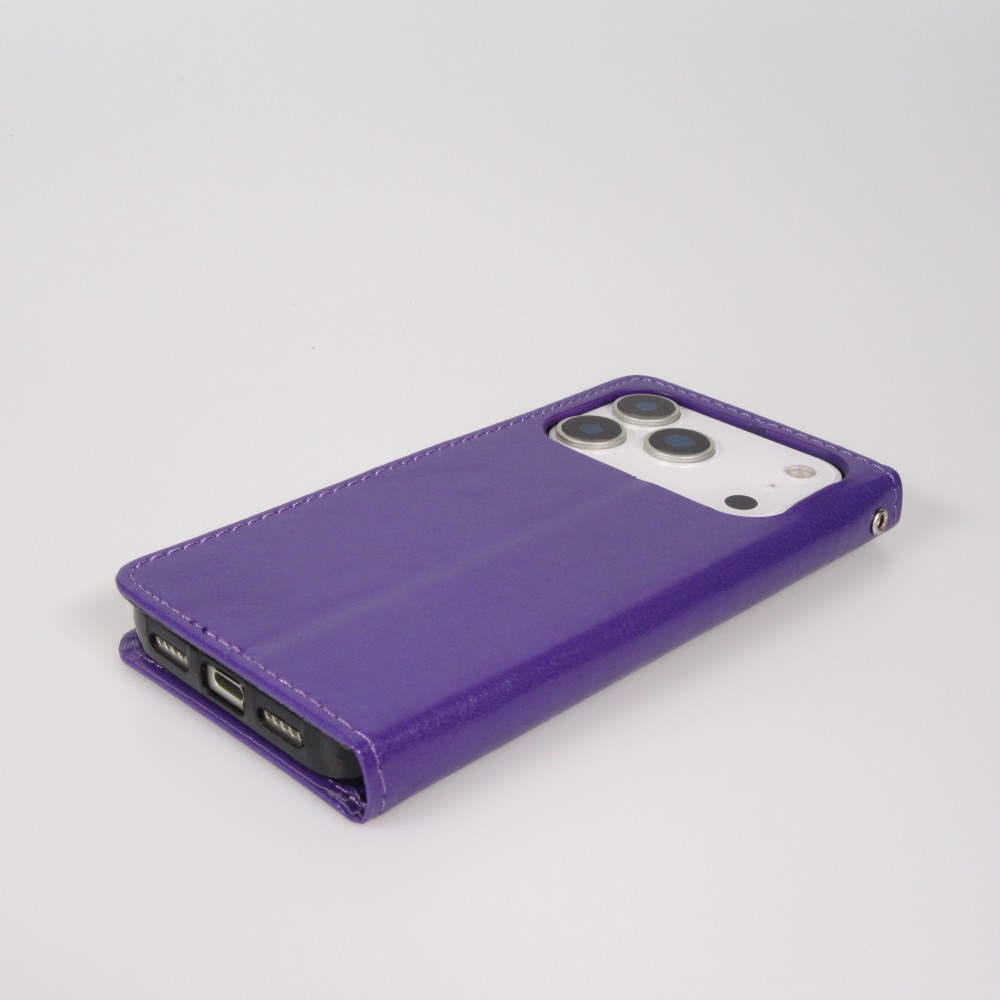Hülle iPhone 17 Pro - Premium Flip Leder Tasche - Violett