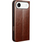 iPhone Air Case Hülle - Qialino Flip Classic Wallet Echtleder - Braun