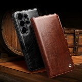 Samsung Galaxy S26 Ultra Case Hülle - Flip Qialino Echtleder mit magnetischem Verschluss - Schwarz