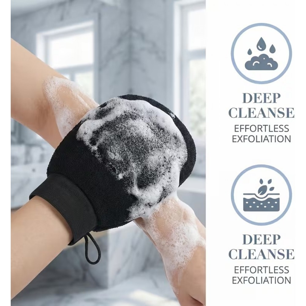 Gant exfoliant corps effet lisse et brillant gommage profond &eacute;limine peaux mortes - Noir