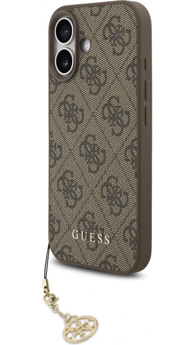 iPhone 17 Case Hülle - Guess 4G Charm Elegante Schutzhülle Raffiniertes Design Trendaccessoire - Braun