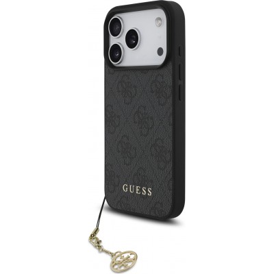Coque iPhone 17 Pro - Guess 4G charm protection élégante design raffiné accessoire tendance - Gris