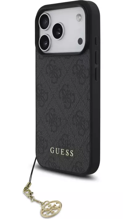 Coque iPhone 17 Pro - Guess 4G charm protection élégante design raffiné accessoire tendance - Gris