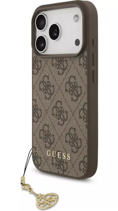Coque iPhone 17 Pro - Guess 4G charm protection élégante design raffiné accessoire tendance - Brun