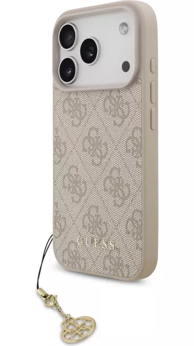 Coque iPhone 17 Pro - Guess 4G charm protection élégante design raffiné accessoire tendance - Rose