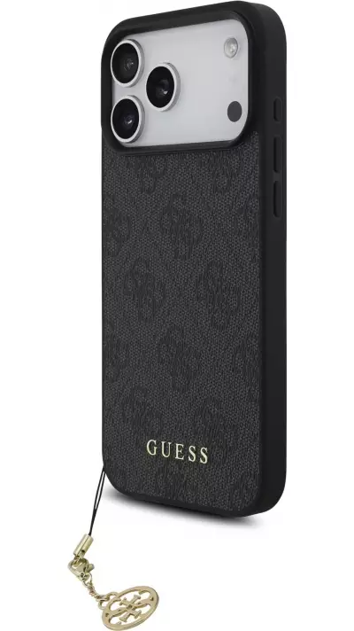 Coque iPhone 17 Pro Max - Guess 4G charm protection élégante design raffiné accessoire tendance - Gris