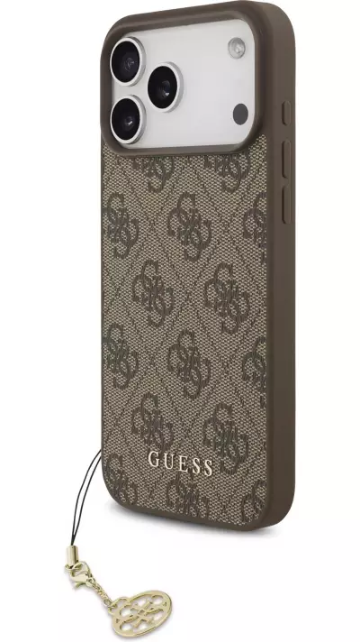 Coque iPhone 17 Pro Max - Guess 4G charm protection élégante design raffiné accessoire tendance - Brun