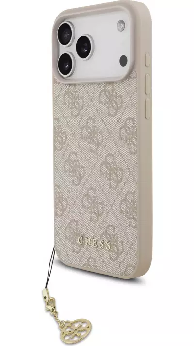 Coque iPhone 17 Pro Max - Guess 4G charm protection élégante design raffiné accessoire tendance - Rose