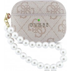 Coque AirPods Pro / Pro 2 - Guess 4G pour AirPods Pro 3 avec bracelet en perle - Rose
