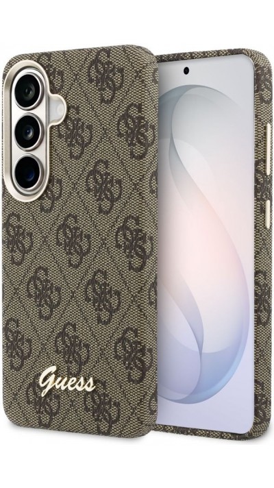 Coque Samsung Galaxy S26 - Guess 4G Script MagSafe Magnetic protection élégante - Brun