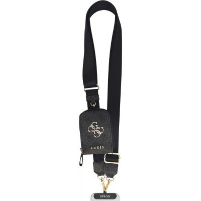 Guess Lani&egrave;re bandouli&egrave;re avec logo m&eacute;tal 4G et pochette - Noir