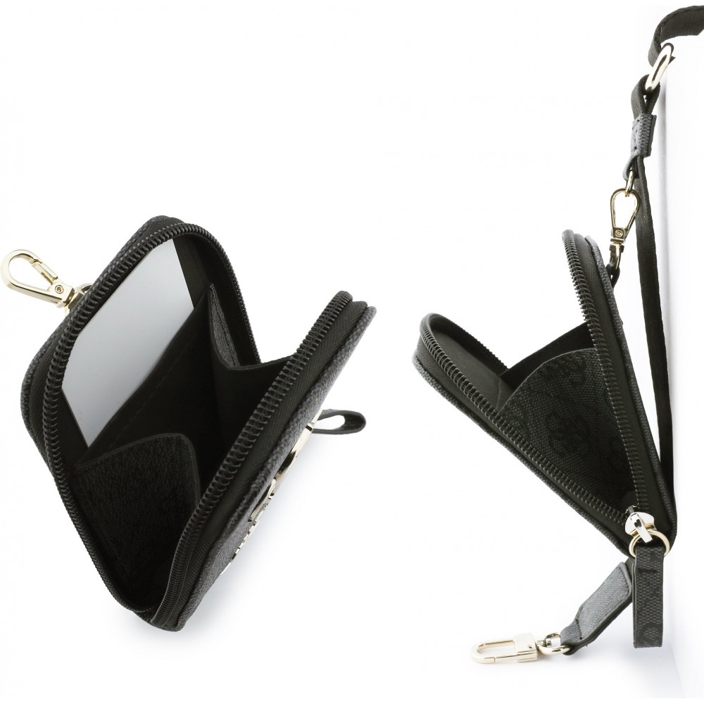 Guess 4G Logo Metall Lani&egrave;re Schultertasche mit Tasche - Schwarz