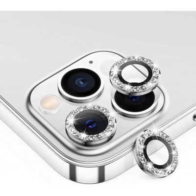 iPhone 12 / 12 Pro - Protecteurs lentilles caméra strass/diamants - Argent