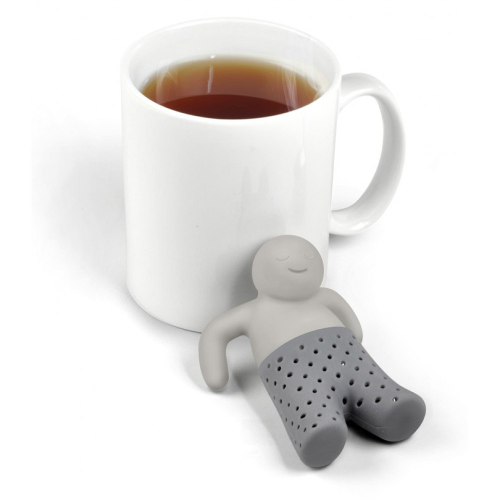 Silikon Tee-Infuser Teemännchen "Mr. Tea" für Beutel und losen Tee - Grau