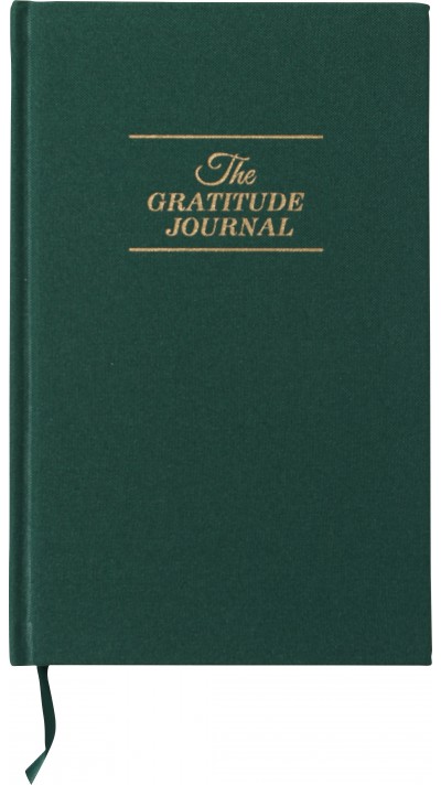 Elegantes Gratitude Journal Tag und Nacht - Stoffnotizbuch mit inspirierenden Zitaten - Grün