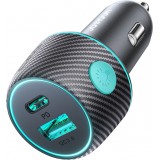 Joyroom JR-CCN01 chargeur de voiture multicolore 60W 1A + 1C avec bouton lumineux rapide multiport - Noir