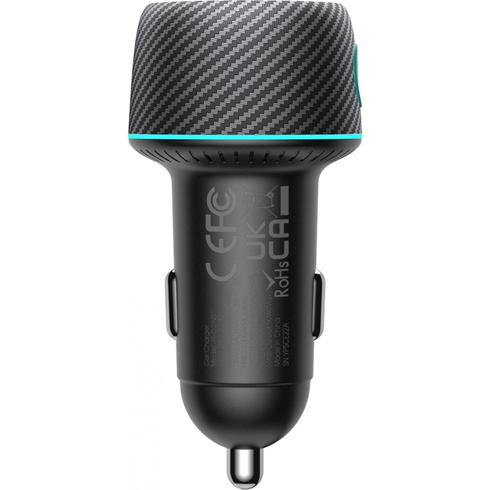 Joyroom JR-CCN01 chargeur de voiture multicolore 60W 1A + 1C avec bouton lumineux rapide multiport - Noir