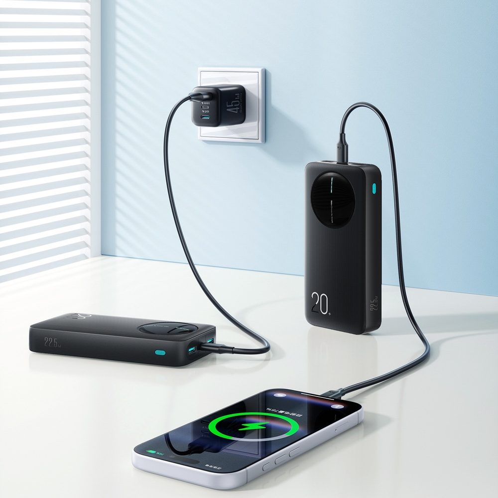 Joyroom JR-PBF14 Pro Powerbank 3 en 1 avec capacit&eacute; de 20000mAh 22.5W clean Design 2x USB-A 2.4 & 1x USB-C (In+Out) - Noir