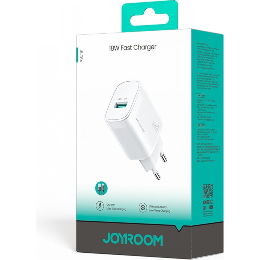 Joyroom JR-TF4 18W chargeur mural rapide pour smartphone et tablette - Blanc
