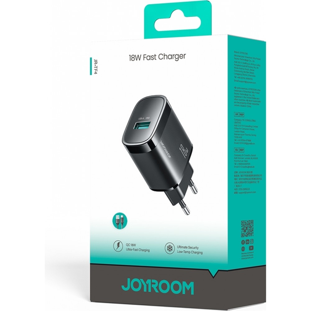 Joyroom JR-TF4 18W chargeur mural rapide pour smartphone et tablette - Noir