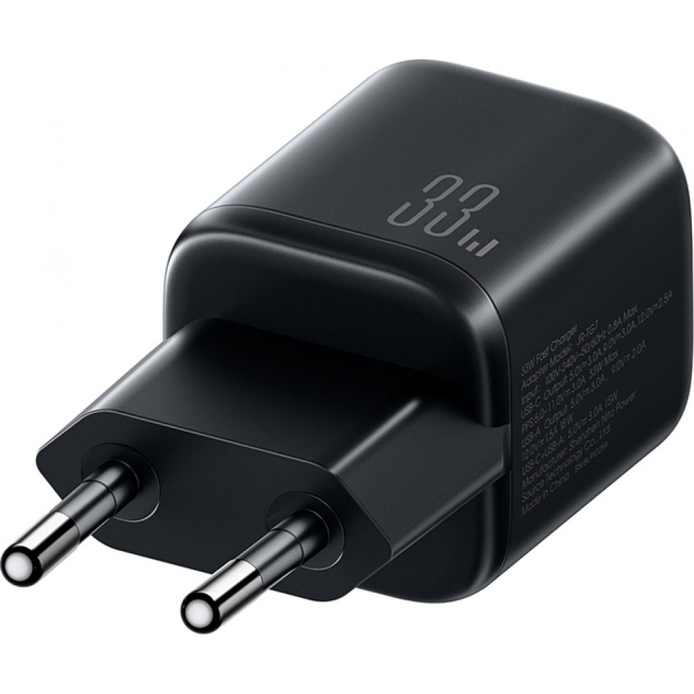Joyroom JR-TG7 33W USB-A + USB-C chargeur mural avec c&acirc;ble Lightning 30W 1m - Noir