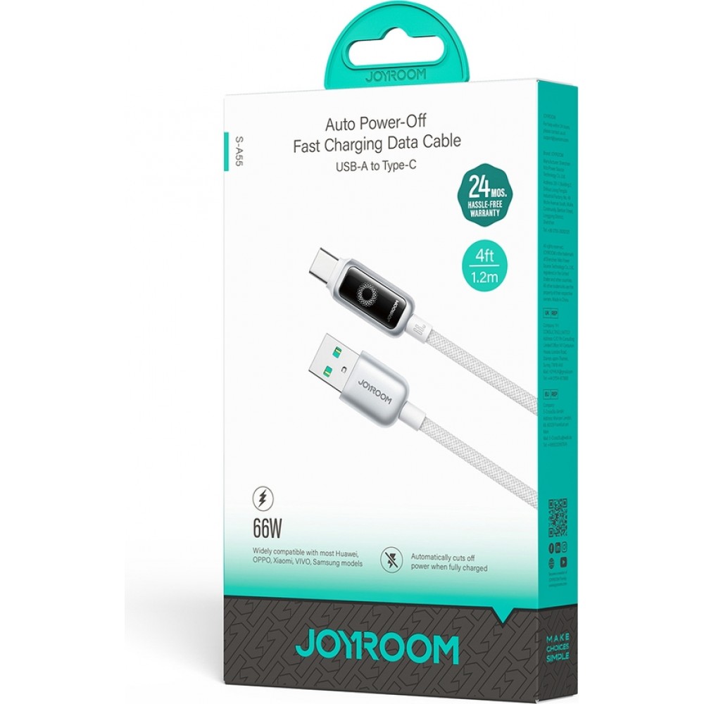 Joyroom S-A55 StarFlight Schnellladekabel USB-C zu USB-C 100 W (1.2 m) - Weiss