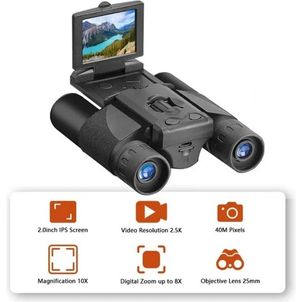 Jumelles Afterwave DT10 HD vision haute d&eacute;finition vision nocturne infrarouge grand objectif 8X25 mm mise au point automatique mat&eacute;riau ABS durable - Noir