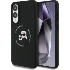 Galaxy S25 Edge Case Hülle - Karl Lagerfeld Silikon-Hülle mit Karl und Choupette Design, MagSafe-kompatibel - Schwarz