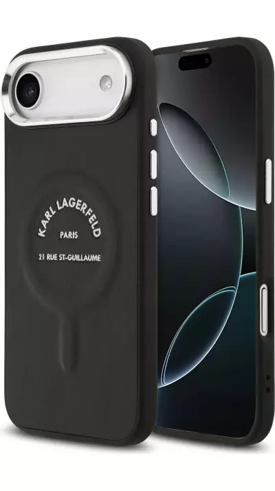 Coque iPhone Air - Karl Lagerfeld PU RSG Logo MagSafe &eacute;l&eacute;gante et protectrice - Noir