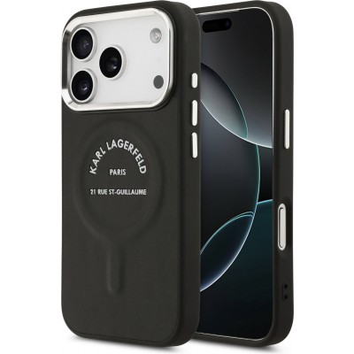 iPhone 17 Pro Max Case H&uuml;lle - Karl Lagerfeld PU RSG MagSafe Logo Elegant und Schutz - Schwarz