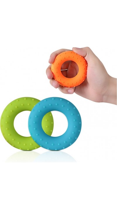 Kit de renforcement des mains complet avec pince de r&eacute;sistance entra&icirc;neur de doigts et anneau de pr&eacute;hension pour musculation et r&eacute;&eacute;ducation - Multicolore
