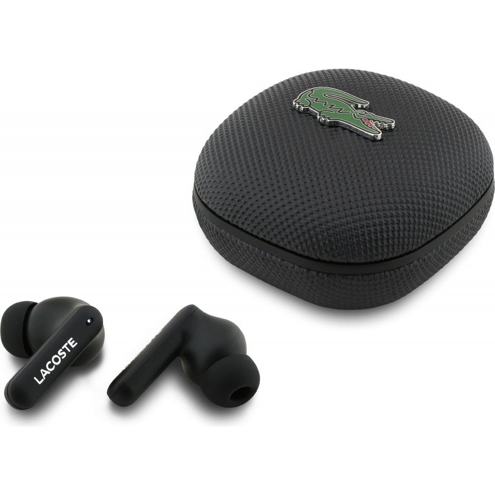 Lacoste Iconic Petit Pique TWS écouteurs Bluetooth avec réduction du bruit audio haute qualité - Noir