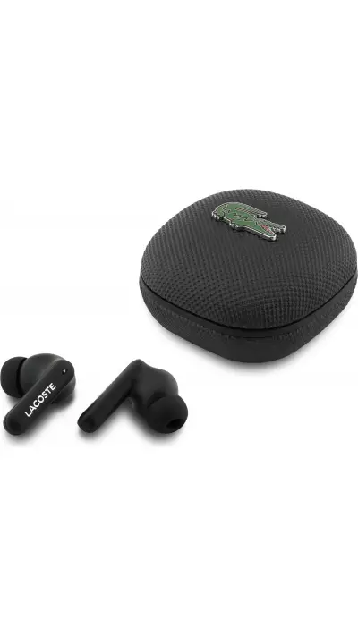 Lacoste Iconic Petit Pique TWS écouteurs Bluetooth avec réduction du bruit audio haute qualité - Noir