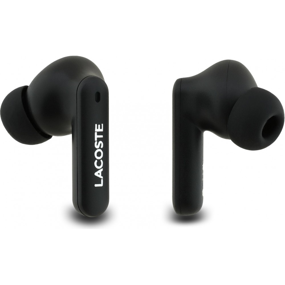 Lacoste Iconic Petit Pique TWS écouteurs Bluetooth avec réduction du bruit audio haute qualité - Noir