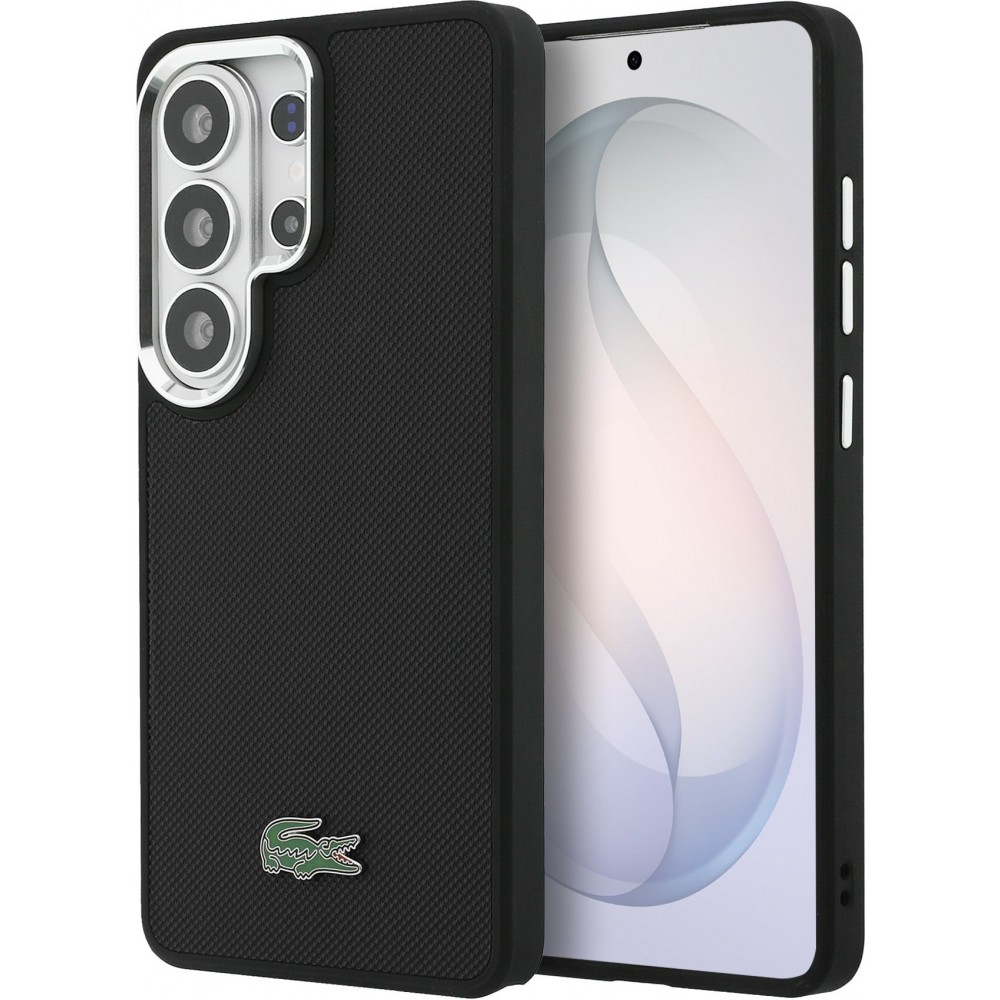 Coque Samsung Galaxy S26 Ultra - Lacoste Petit Pique MagSafe avec logo m&eacute;tal protection &eacute;l&eacute;gante et durable - Noir