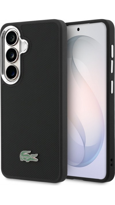 Coque Samsung Galaxy S26 - Lacoste Petit Pique MagSafe avec logo m&eacute;tal protection &eacute;l&eacute;gante et durable - Noir